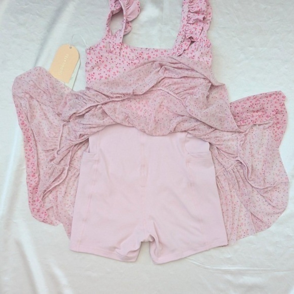 New Blogilates Women's Ballerina Ruffle Dress Pink Floral Activewear Small (4-6) - Picture 3 of 6